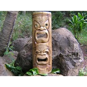 DOUBLE HEADED MASK 39 - ACACIA WOOD - LOVE and PROSPERITY by tikimaster.com