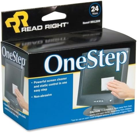 Wholesale CASE of 25 - Read/Right One Step CRT Screen Cleaning Wipes-One Step CRT Screen Cleaning Wipes, 24 Foil Packets