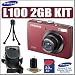 Samsung L100 8.1MP 3X Digital Camera Red + 2GB Accessory Kit With Samsung 3 Year Warranty
