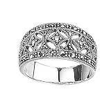 Elements Sterling Silver R2012 52 Ladies Marcasite Wide Ring