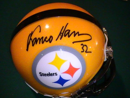 FRANCO HARRIS SIGNED AUTOGRAPHED PITTSBURGH STEELERS MINI HELMET COA + HOLOGRAM