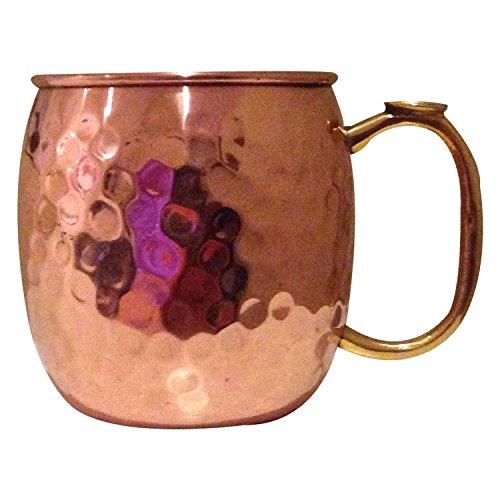 Premium Moscow Mule Copper Mug By Sirqit® - Pure 100% Solid Unlined 16 oz Hammered Cup with Thumb Rest - Unique Perfect Drinkware For Any Chilled Beverage - Cocktail Recipes Included