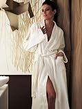 Royal Resort Collection: Luxury Kimono Robe - Terry Loop BathRobe, 100% Turkish Eco Cotton, Color: Pure White, UNISEX - Full Length