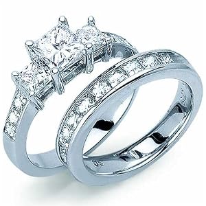 1.00 Ct.T.W Princess Cut Diamond Engagement Ring Set