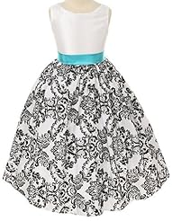 Girls Infant Satin/Taffeta/Velvet Fitted Tea Length  Dress With a Sash 