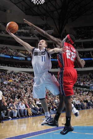 New Jersey Nets v Dallas Mavericks: Jose Juan Barea and Anthony Morrow Photographic Poster Print by Glenn James, 12x18