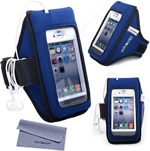iPhone 4s Workout Running Armband Case for OtterBox Defender or Commuter Series Or Lifeproof Cases for iPhone 4 / 4s by Wisdompro® (Blue/Black)