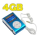 Swees 4GB Clip Mp3 player with FM radio and LCD screen - Blue