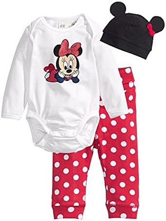 Pyjamas Disney Baby Long Sleeve Cartoon Romper Hat Top Pants Outfit 3pcs