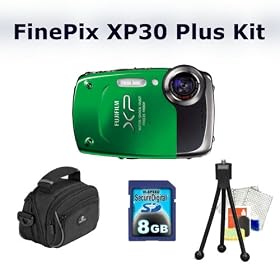 Fujifilm FinePix XP30 14 MP Digital Camera with SSE Package: Includes - FinePix XP30 Digital Camera, 8 GB Memory Card, Tripod, Cleaning Kit, LCD Lens Protector and a Case