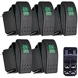 E Support Car Marine Green LED Toggle Switch Dash 4pin Pack of 5