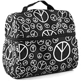 Set of 2 Bags Workman Black & White Peace Sign Insulated Lunch Totes