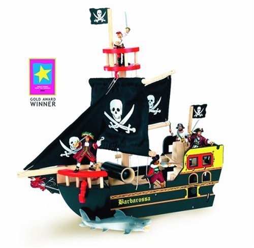Childrens Toyshop  Toys : Le Toy Van Painted Wooden Barbarossa Pirate Ship
