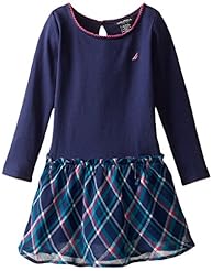 Girls Chiffon/Polyester Plaid Print Embroidered  Dress