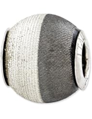 Sterling Silver Reflections Laser Etched and Black Matte Bead