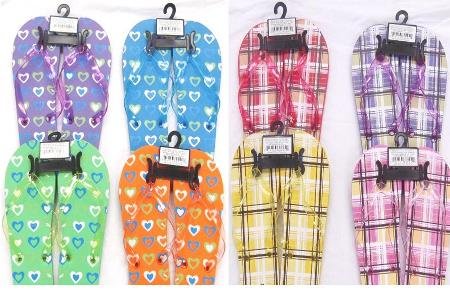 Eros Hosiery 6049-HEART-PLAID Wholesale Womens Heart and Plaid Flip Flops Case Of 72