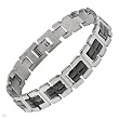 Gentlemens Bracelet Beautifully Crafted in Black Enamel and Stainless steel. Total item weight 35.5g Length 8in