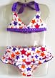 Girls 2 Pc Bikini Bra Top with Ruffle Bottom - Purple