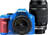 PENTAX デジタル一眼レフカメラ K-x ダブルズームキット ブルー/レッド 038の画像