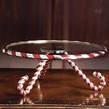 Candy Cane Glass Cake Plate Server