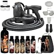Complete Turbo Tan Deluxe (Model T75) Professional Sunless HVLP Turbine Spray Tanning System with 1 Pint of 12% DHA Belloccio Sunless Tanning Solution with DARK Bronzer, Belloccio 5 Solution Variety Pack, Spray Tanning Tent Booth, and Full Tanning Accessories Kit