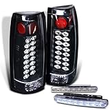 IMAGE OF Eautolights Chevy Blazer Tahoe Suburban GMC Sierra Yukon Denali Jimmy LED Tail Light Black with DRL 8 LED Fog Bumper Light Pair New Set