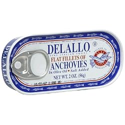 DeLallo Flat Fillet Anchovies, 2-Ounce Units (Pack of 25)