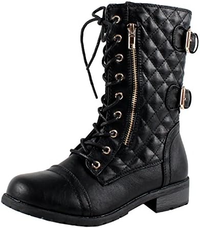 West Blvd Kano Combat Bootie Boots, Black Pu, 8
