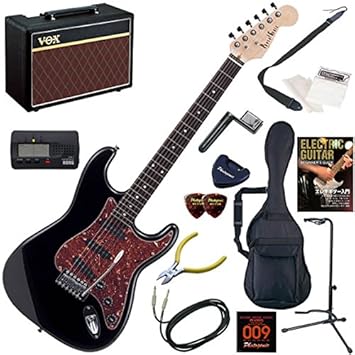 【クリックで詳細表示】Photogenic エレキギター 初心者 入門 ストラトタイプ 人気のVOX Pathfinder10が入った本格14点セット ST-200/BK(ブラック)： 楽器
