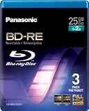 Panasonic LM-BEU25AE3 25GB Rewritable Blu-ray Media 1-2xSpeed Video Box -3 per Pack