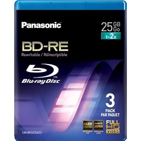 Panasonic LM-BEU25AE3 25GB Rewritable Blu-ray Media 1-2xSpeed Video Box -3 per Pack
