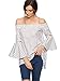 SheIn Women's Off The Shoulder Bell Sleeve Striped Blouse - White Large