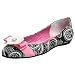 Beverly Feldman Women's Bahamas Flat,Black/White Floral,9.5 M US