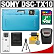 Sony Cyber-Shot DSC-TX10 Shock & Waterproof Digital Camera (Blue) with 4GB Card + Case + Accessory Kit Sony Cyber-Shot DSC-TX10 Shock & Waterproof Digital Camera (Blue) with 4GB Card + Case + Accessory Kit