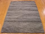 4x6 Gray Hand Knotted Wool Shag Rug