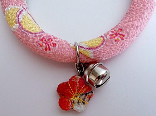 Khusus Zakka Chirimen Cat Collar Plum Blossoms with Adjustable for Cat S Size