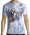 Ed Hardy Men's Panther & Roses 2 tone Platinum Shirt with Rhinestones XXL
