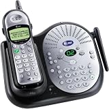 AT&T 1477 2.4 GHz Analog Cordless Phone with Answering System and Caller ID (Black/Silver)