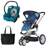 Quinny CV155BFWKT2 Buzz 3 Travel System in Blue Scratch with Diaper Bag