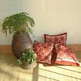 Ruby Kilim ~ Rustic Red Black Throw Pillow Cushion Cover 17x17