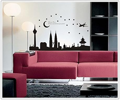 AIU DIY Malaysia' Petronas Twin Tower Print PVC Wall Decal Sticker Sz 144 x 77 cm