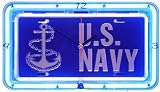 US NAVY Neon License Plate Wall Clock USMC Bar Neon Sign