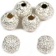 6 Sterling Silver Round Stardust Beads Beading 4mm