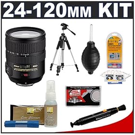 Nikon AF-S 24-120mm f/3.5-5.6 G VR [Vibration Reduction] Zoom Nikkor Lens + Tripod + Accessory Kit for Nikon D3, D700, D300, D200, D90, D60, D40, D300s, D3000 & D5000 Digital SLR Cameras