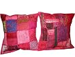 Chair Cushion Covers-2 Pink Maroon Sari Toss Pillow Cushion Covers