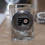 NHL Philadelphia Flyers Crystal Coat Emblem 2 oz. Square Shot Glass