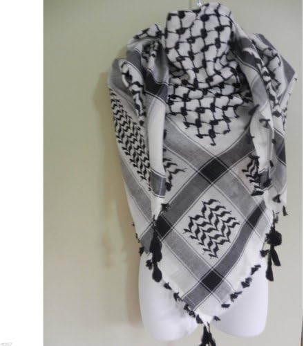 Black Arab Shemagh Head Scarf Neck Wrap Authentic Cotton Palestine Arafat WT-BT