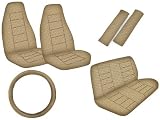 A Set of 7 Piece Regal Pattern Seat Covers for High Back Bucket Seat and Standard Bench Seat - Beige
