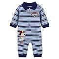 Newborn Boys' Just One Year Striped Puppy Jumpsuit - Blue