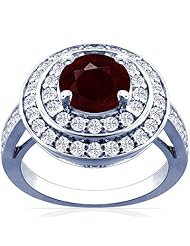 18K White Gold Round Cut Ruby Ring With Sidestones (GIA Certificate)